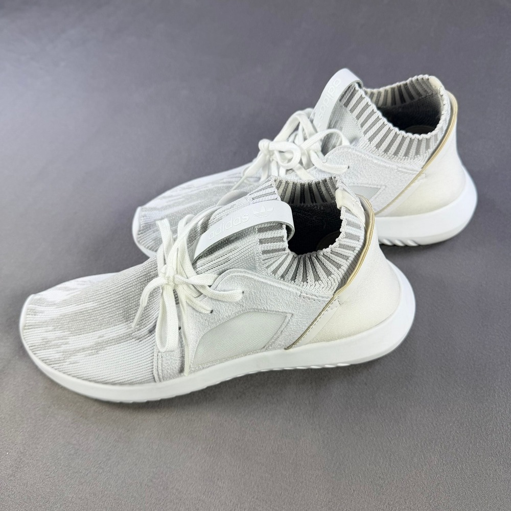 Adidas Tubular Entrap Womens Size 6.5 White Grey Primeknit Running Shoes